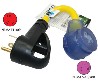 NEMA TT-30P to NEMA 5-15/20R RV Pigtail Adapter