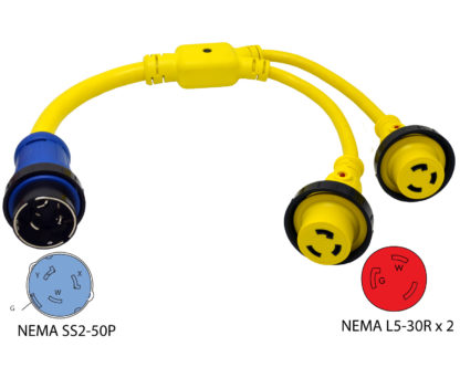 NEMA SS2-50P to (2) NEMA L5-30R Y-Adapter