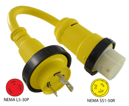 NEMA L5-30P to NEMA SS1-50R Pigtail Adapter