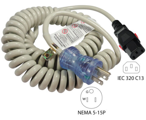 NEMA 5-15P to IEC 320 C13 Hospital Grade Power Cord