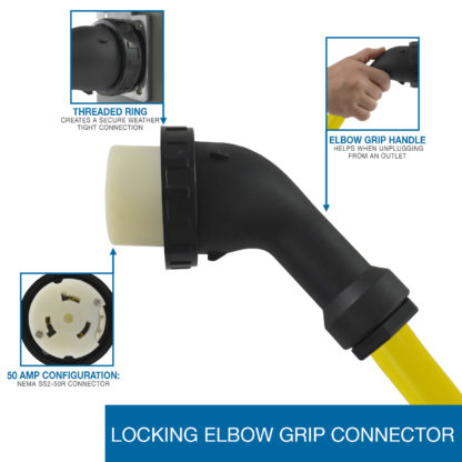 50A Locking Elbow Grip Connector