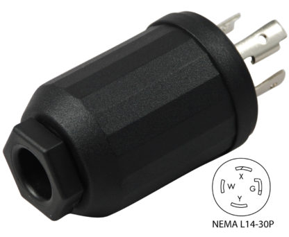 Rear View of NEMA L14-30P Male Plug