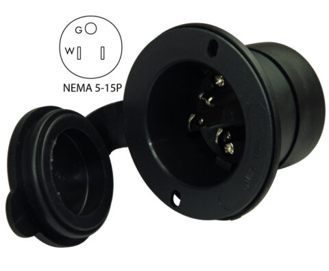 NEMA 5-15P Flanged Inlet (Black)