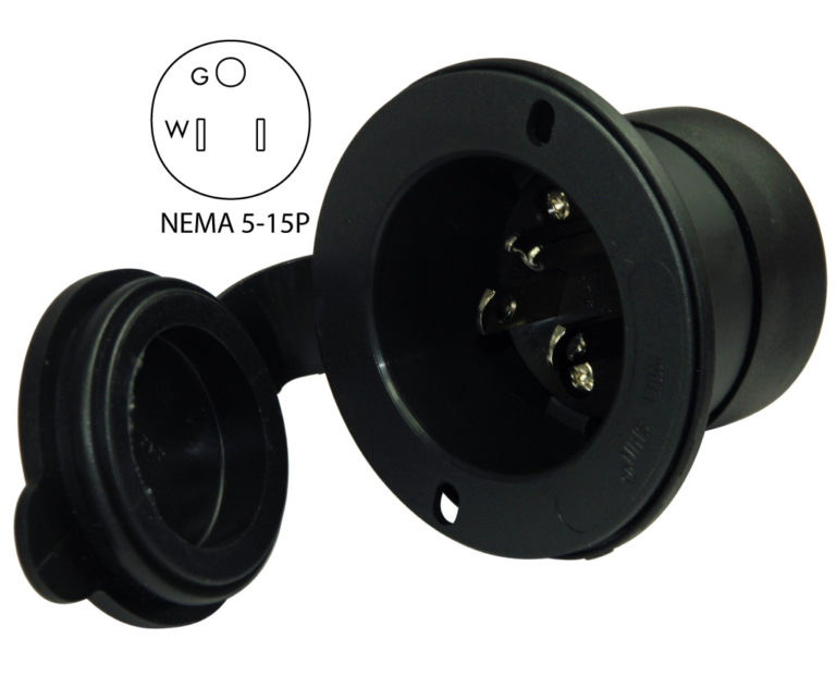 Conntek 80101 NEMA 5-15 15A Flanged Round Inlets