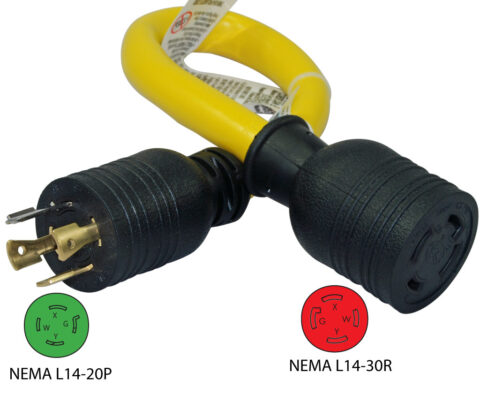NEMA L14-20P to NEMA L14-30R Pigtail Adapter