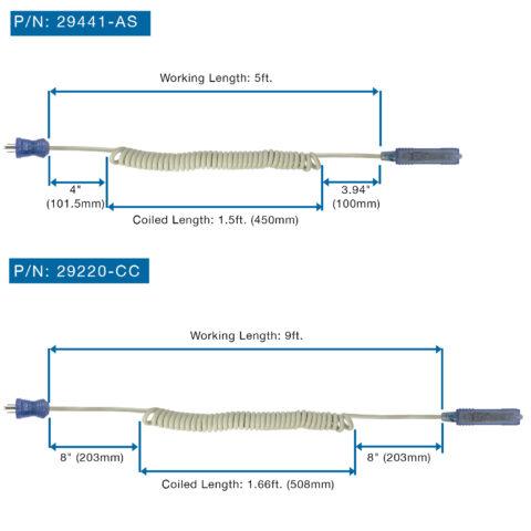 3 Outlet Hospital Strip With Coiled Cord Product Dimensions