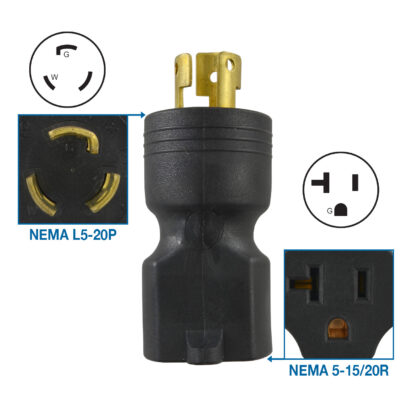 NEMA L5-20P to NEMA 5-15/20R Adapter