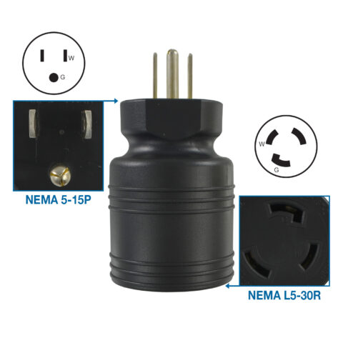 NEMA 5-15P to Locking NEMA L5-30R Adapter