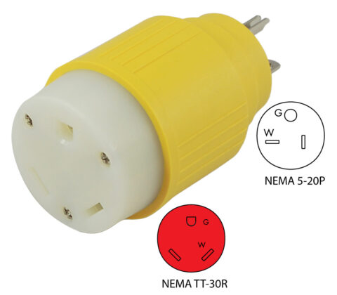NEMA 5-20P to NEMA TT-30R Plug Adapter