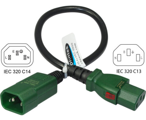 IEC C14 to IEC C13 With Push Lock Connector Power Cord