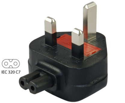 UK BS1363 to IEC C7 Plug Adapter