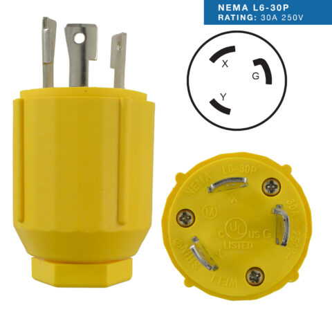 Locking NEMA L6-30P Assembly Plug