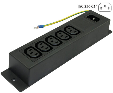 IEC C13 Power Strip With IEC C14 Inlet & Exterior Ground Wire