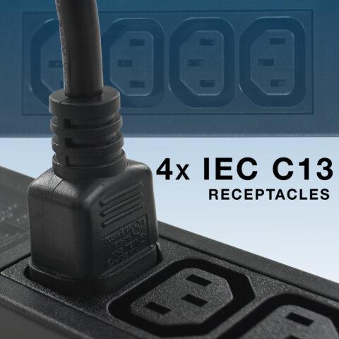 Four IEC C13 Receptacle Power Strip