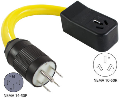 NEMA 14-50P to NEMA 10-50R Pigtail Adapter