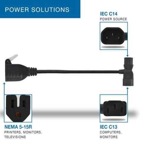 C13 to C14 & 5-15R T-Adapters Configurations