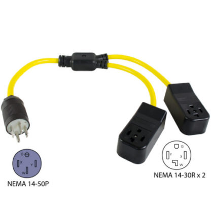 NEMA 14-50P to (2) NEMA 14-30R Y-Adapter