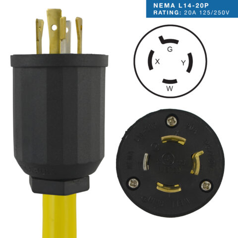 Locking NEMA L14-20P Assembly Plug