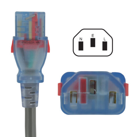 IEC C13 Connector with Push Lock Tabs