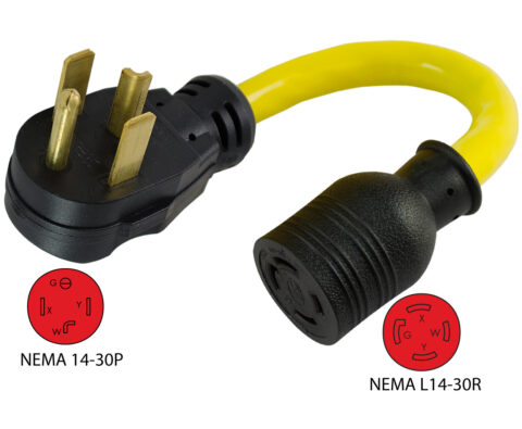 NEMA 14-30P to NEMA L14-30R Pigtail Adapter