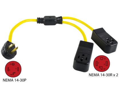 NEMA 14-30P to (2) NEMA 14-30R Y-Adapter