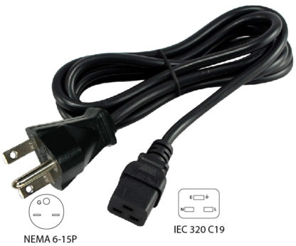 NEMA 6-15P to IEC C19 Power Cord