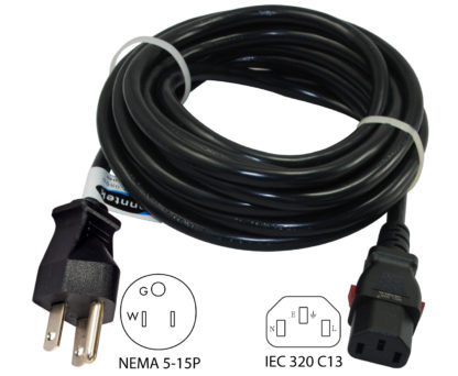 NEMA 5-15P to Push Lock IEC C13 Power Cord