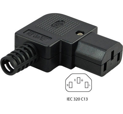 IEC C13 Assembly Female Connector (Right Angle)