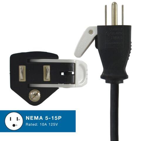 NEMA 5-15P with Snap Release Tab
