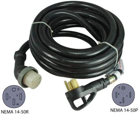 NEMA 14-50P to NEMA 14-50R Extension Cord