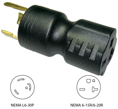 NEMA L6-30P to NEMA 6-15/20R Plug Adapter