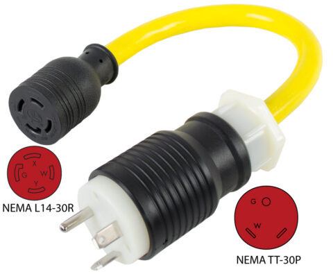 NEMA TT-30P to NEMA L14-30R Pigtail Adapter