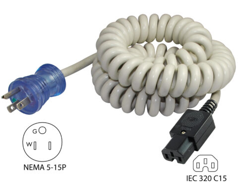 NEMA 5-15P to IEC C15 Hospital Grade Power Cord