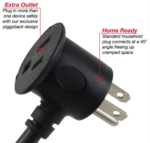 NEMA 5-15P Male Plug With 5-15R Connector on Back