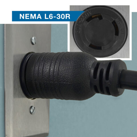 Plugged into an NEMA L6-30R outlet