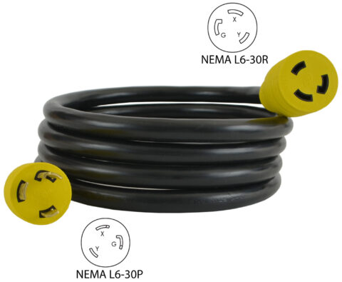 NEMA L6-30P to NEMA L6-30R Power Extension Cord