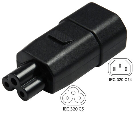 IEC 320 C5 to IEC 320 C14 Plug Adapter