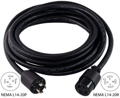 NEMA L14-20P to NEMA L14-20R Power Extension Cord