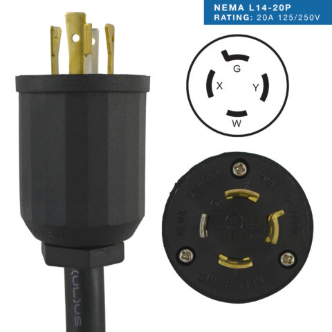 Locking NEMA L14-20P Assembly Plug