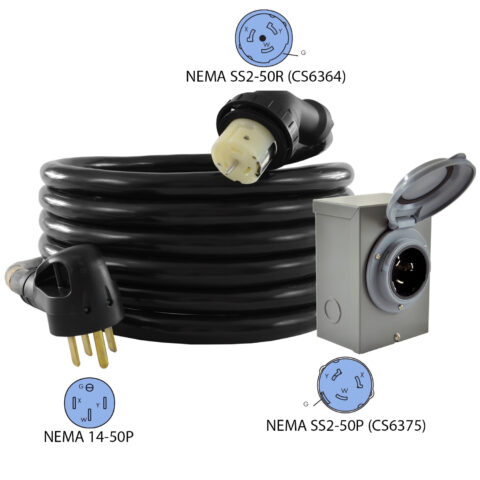 NEMA 14-50P to CS6364 Power Cord With CS6375 50A Power Inlet Box