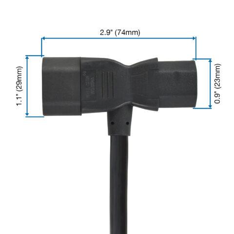 IEC C13 to C14 T-Adapter Dimensions