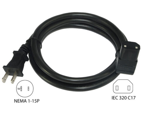 NEMA 1-15P to IEC C17 Power Cord