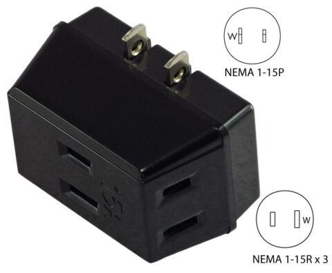 (3) NEMA 1-15R Female Outlets