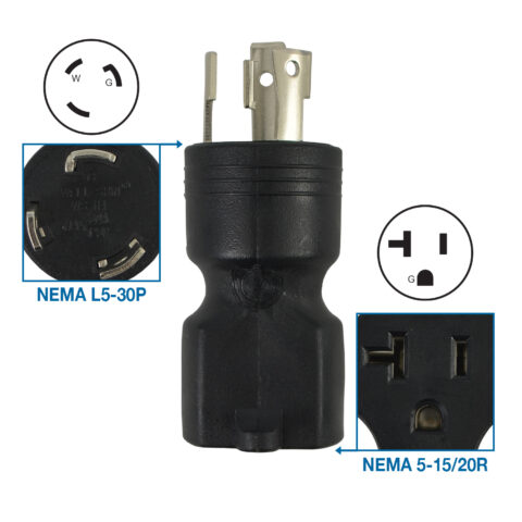 NEMA L5-30P to NEMA 5-15R Plug Adapter