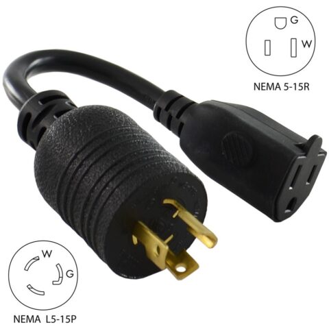 NEMA L5-15P to NEMA 5-15R Pigtail Adapter
