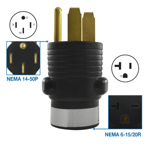 NEMA 14-50P to NEMA 6-20R Adapter
