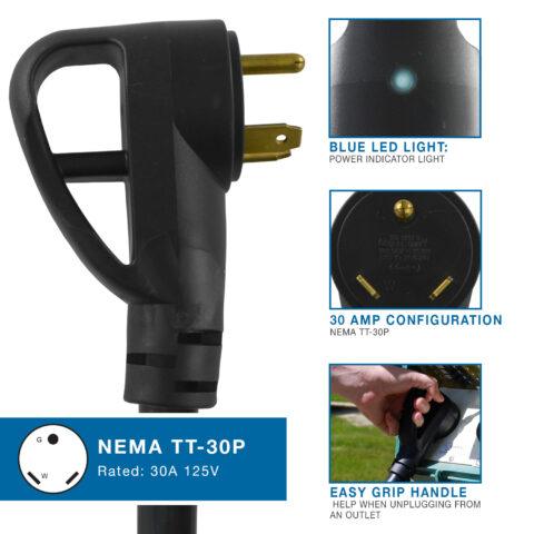 NEMA TT-30P Plug with a Easy Grip Handle